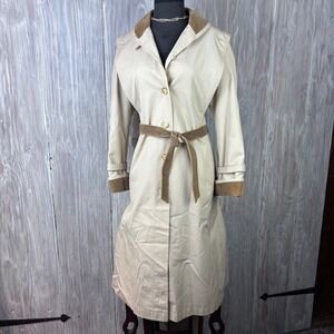 VTG Corduroy Collar Trench Coat Belted Wilson's Wilbro All Weather Western Chore
